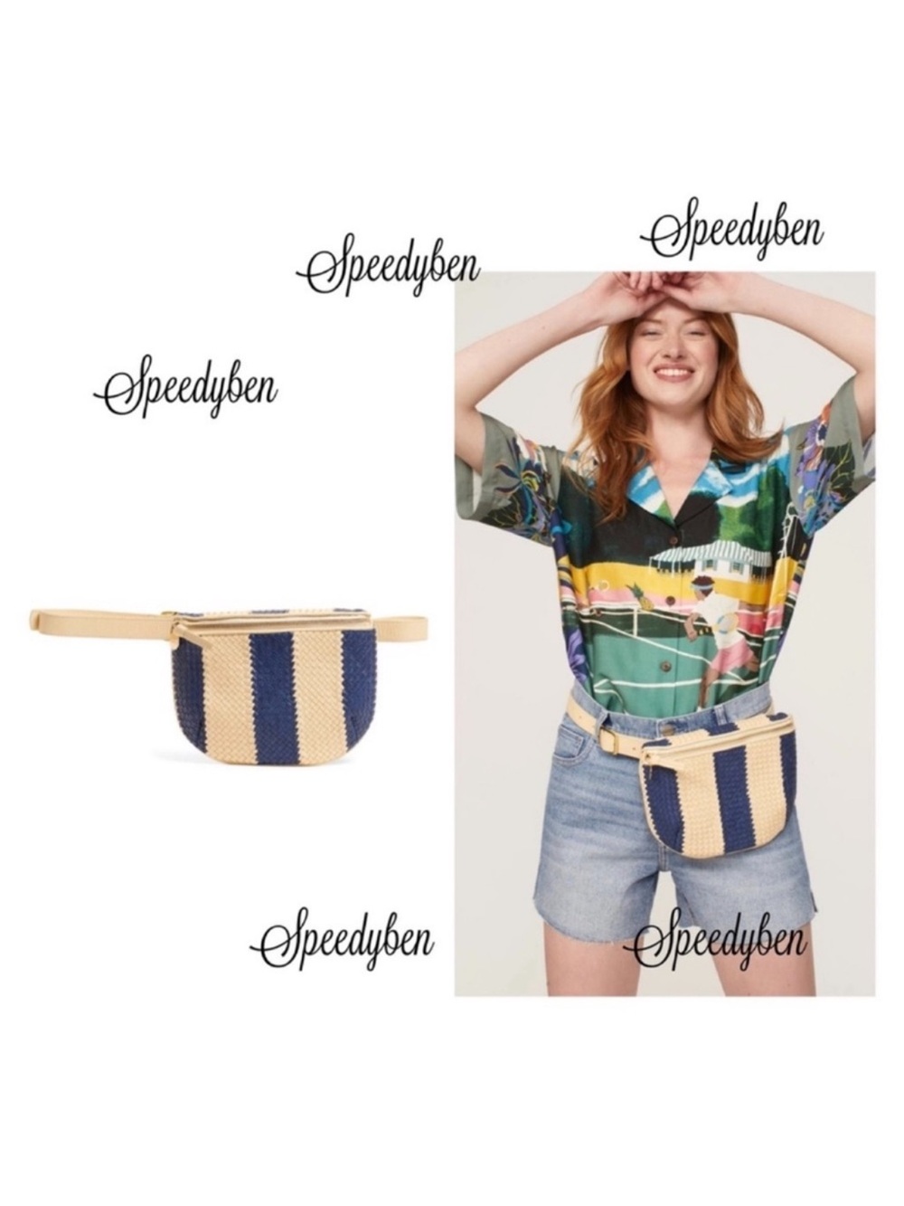 Clare V Woven Leather Striped Fanny Pack Crossbody Belt Bag - Picture 15 of 15